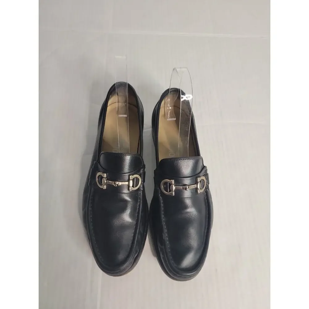 Salvatore Ferragamo Horse Bit loafers Dress Shoes Size 8 3E Black